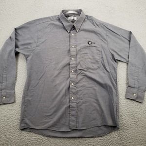 Forsyth Shirt Mens Large Gray Houndstooth Button Down Long Sleeve Embroidered‎